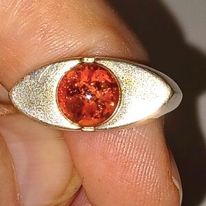 Vintage Silver Ring with Amber-like Gemstone